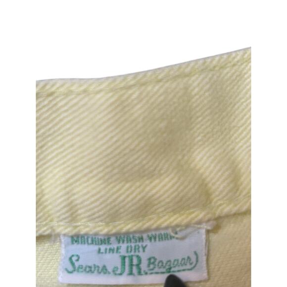 Vintage 70s Sears Jr. Bazaar Buttercream Yellow Flare Pants Raw Hem Juniors 7 - Picture 3 of 5